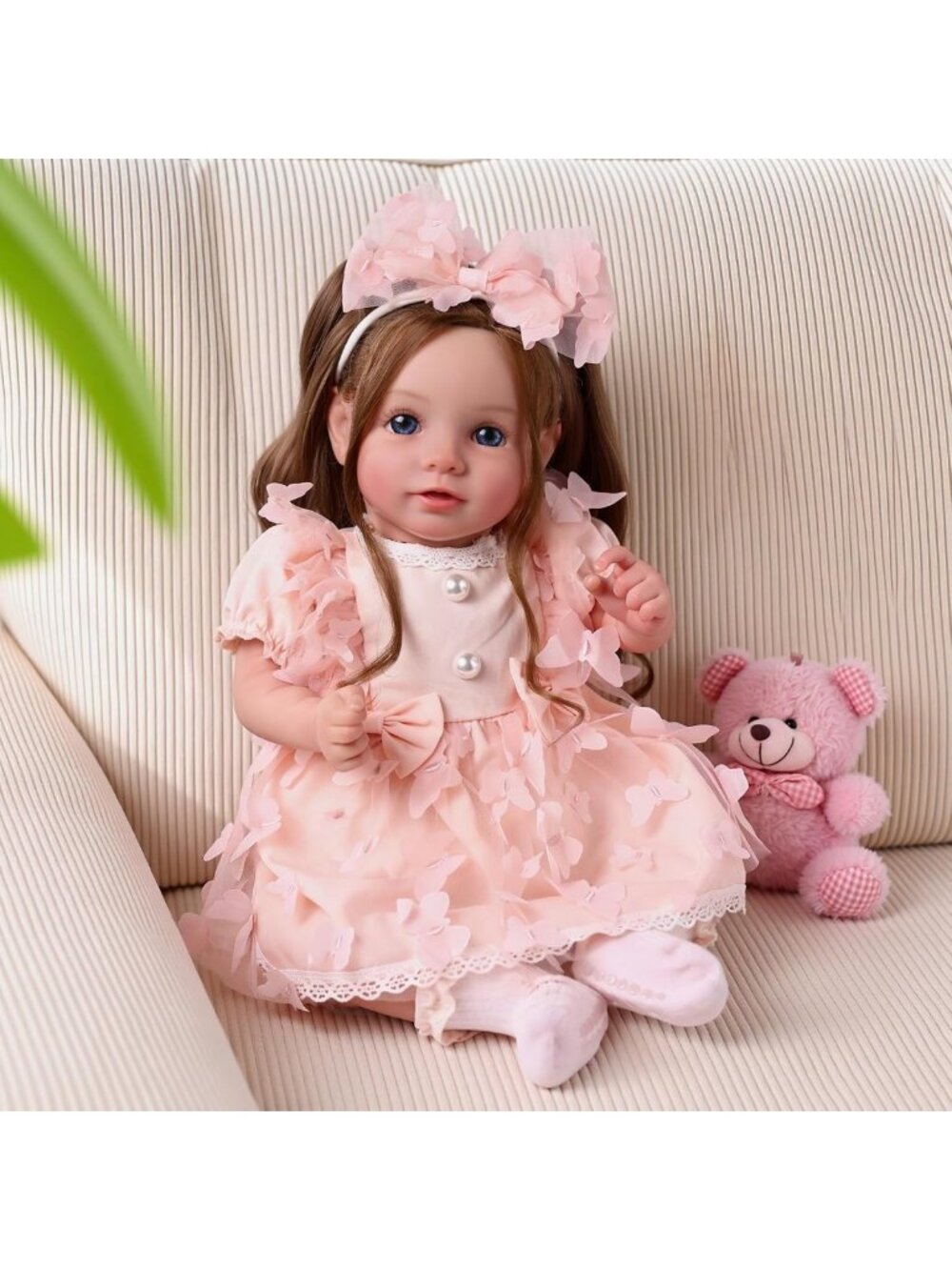 20" Reborn Baby Doll with Brown Hair, Realistic Features & Play Accessories